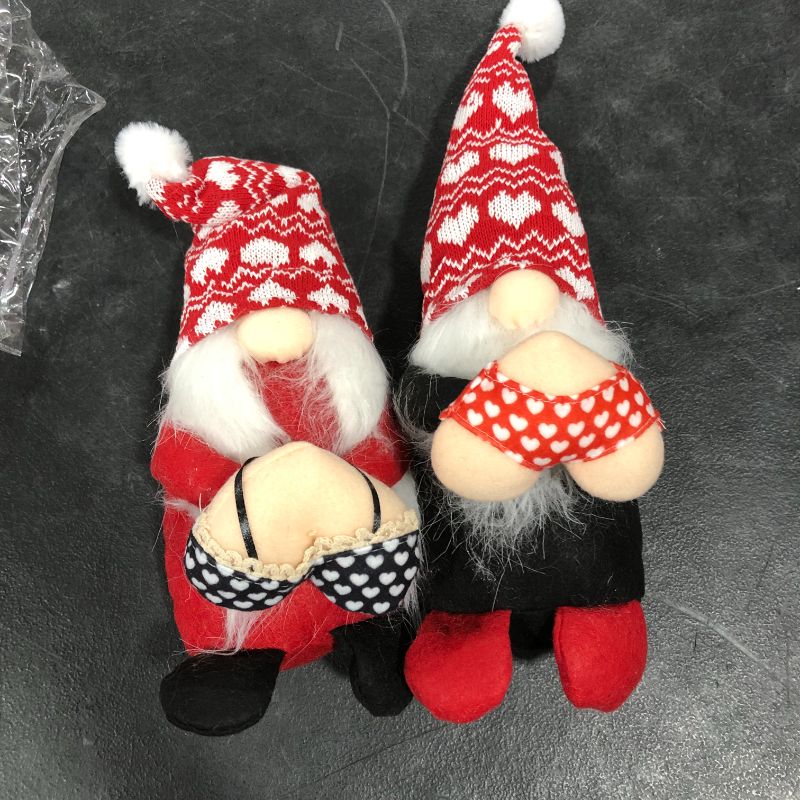 Photo 2 of 2 Pack Valentine's Day Gnomes Plush Decorationes, Mr & Mrs Handmade Scandinavian Swedish Tomte Gnome, Valentines Day Decor for Home Tiered Tray Ornaments, Big Valentines Gnomes 14.5 x 4.3 Inch
