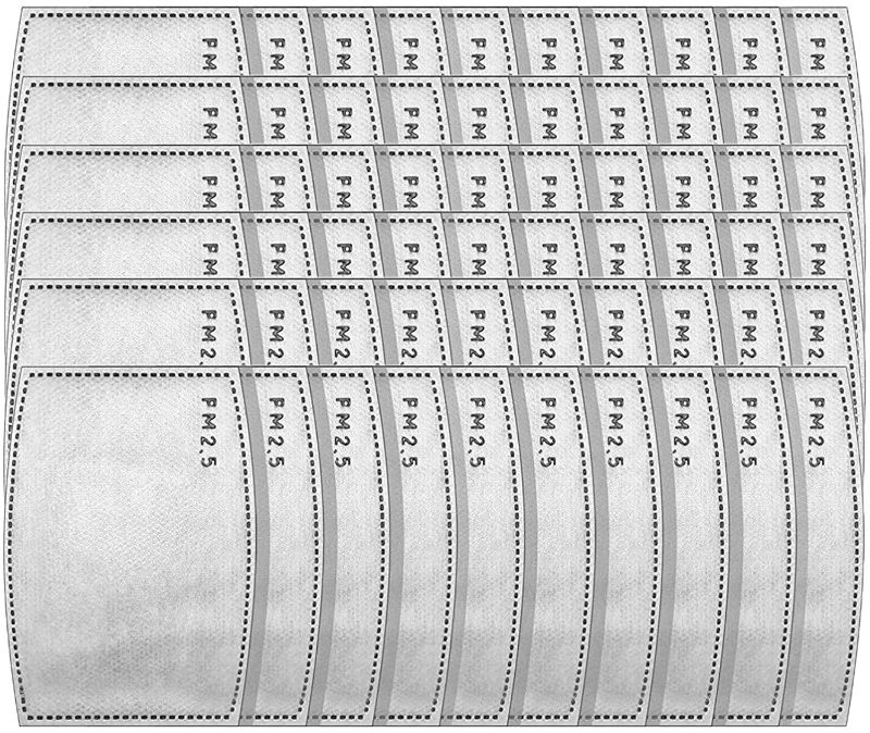 Photo 1 of 60PCS PM2.5 Activated Carbon Filter Replacement 5 Layers Anti Haze Filter Sheet for Facemask (4 pack)