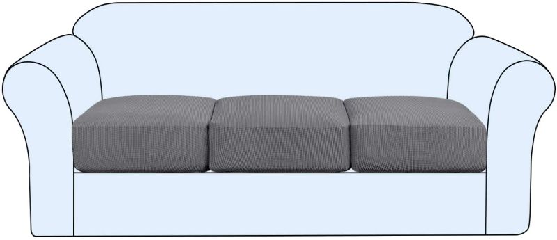 Photo 1 of  High Stretch Individual Seat Cushion Covers Sofa Slipcovers Couch Cushion Covers Sofa Covers Featuring Jacquard Textured Twill Fabric (3 Pack for 3 Cushion Sofa, Grey) 58.8-88.5"
