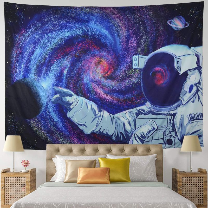 Photo 1 of Astronaut Tapestry Galaxy Tapestry Space Tapestry Planet Tapestry Psychedelic Tapestry Mysterious Starry Sky Tapestry Wall Hanging for Bedroom Living Room Dorm (92.5"x70.8")