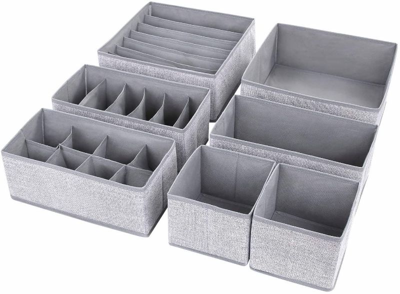 Photo 1 of  Clothes Organizer, 7 Pcs Underwear Organizer Foldable Drawer Organizer Closet Dresser Organizer Basket Bins for Bras, Lingerie, Socks, Ties