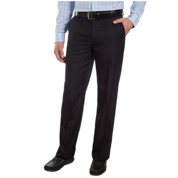 Photo 1 of Men’s Flat Front Stretch Chino Dress Pant (Black, 32x34)