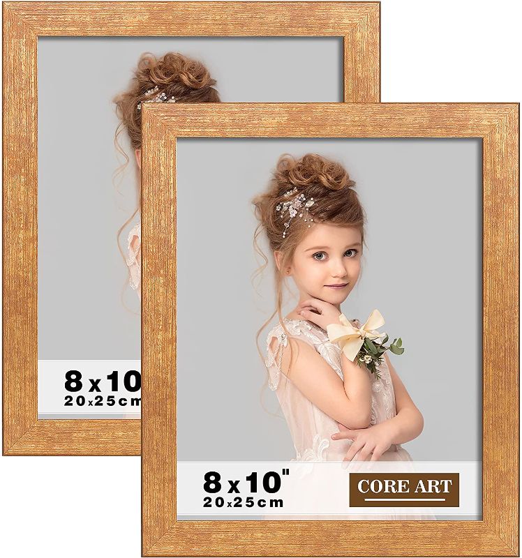 Photo 1 of 8x10 Picture Frames, Gold Photo Frames Set of 2, 8 by 10 Colorful Frame with HD Semi-tempered Glass, Wall or Tabletop Display