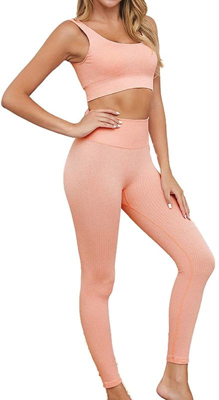 Photo 1 of Two Piece Outfits for Women- Sports Bras High Waisted Leggings Workout Clothes for Yoga Gym Med