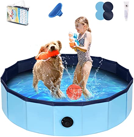 Photo 1 of Anoak 2022 Portable Dog Pool,63"×12" Large Kiddie Pool for Dogs Foldable Swimming Pool for Kids, Pet Pool Bathing Tub for Dogs Cats with Brush, Storage Bag, Repair Patch and Glue
