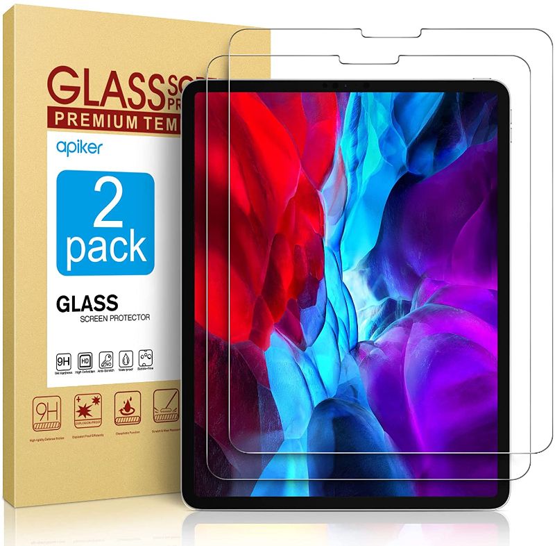 Photo 1 of (4 PACK ) apiker 2 Screen Protectors Compatible with iPad Pro 12.9-Inch, Tempered Glass, Face ID and Apple Pencil Compatible
