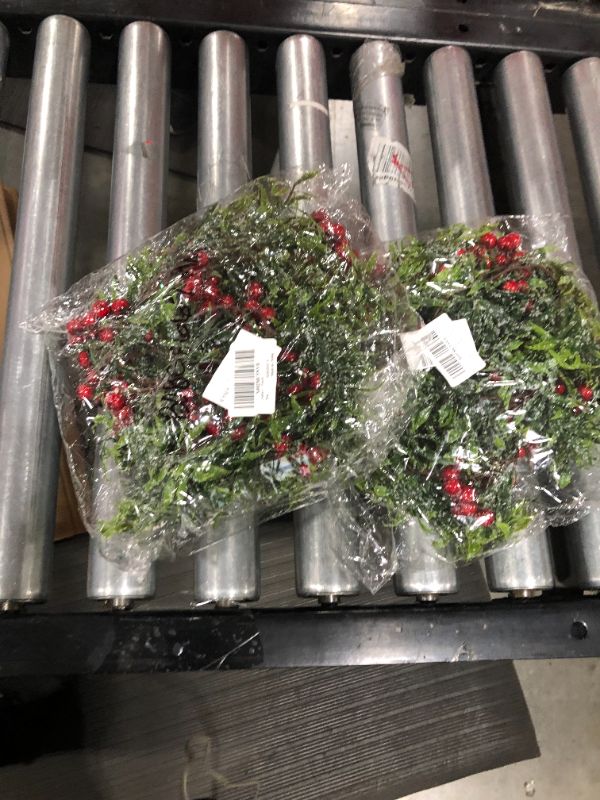 Photo 1 of 2 pack Gukasxi Red Berry Garland Christmas Artificial Xmas Artificial Vine Garland for Home Winter Indoor Outdoor Garden Gate Decoration New Year Holiday Fireplace Decor
