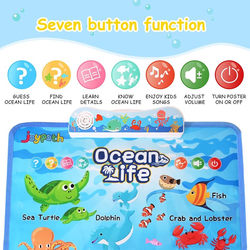 Photo 2 of joypath Electronic Interactive Ocean Life Wall Chart, Talking Music Marine Animal Learning Poster, Preschool Early Education Toys for Toddlers, Gifts for Age 3 4 5 Years Old Boys Girls Kids
