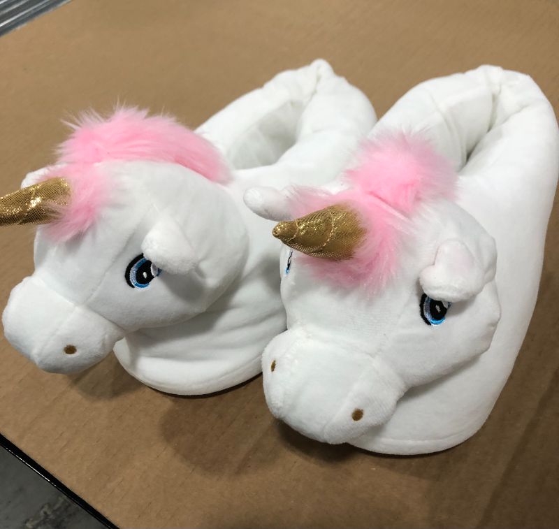 Photo 2 of Silver Lilly - Unicorn Plush Slippers - Novelty Animal Slippers w/ Cushioned Foot Bed
