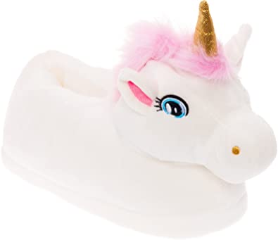 Photo 1 of Silver Lilly - Unicorn Plush Slippers - Novelty Animal Slippers w/ Cushioned Foot Bed
