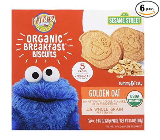 Photo 1 of Earth's Best Organic Sesame Street Toddler Snacks, Breakfast Biscuits, Golden Oat, 5 Count (Pack of 6)
BB 01 21 22
