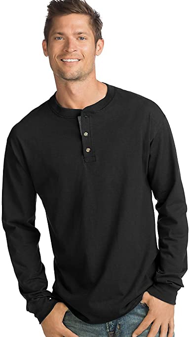 Photo 1 of Hanes Men's Beefy Long Sleeve Three-Button Henley
