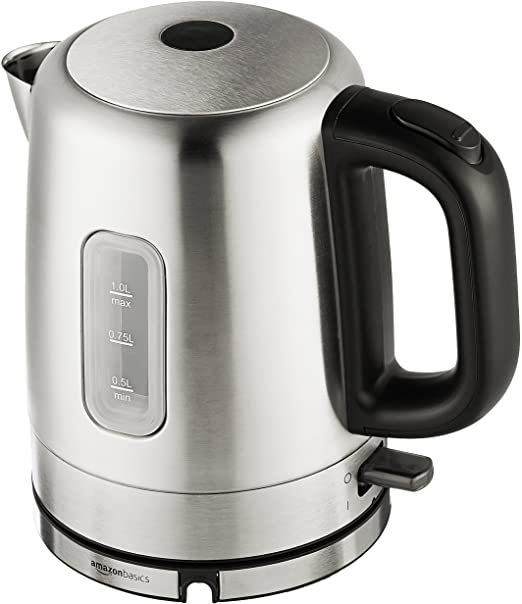 Photo 1 of Amazon Basics Stainless Steel Portable Fast, Electric Hot Water Kettle for Tea and Coffee, 1 Liter, Gray & Black
