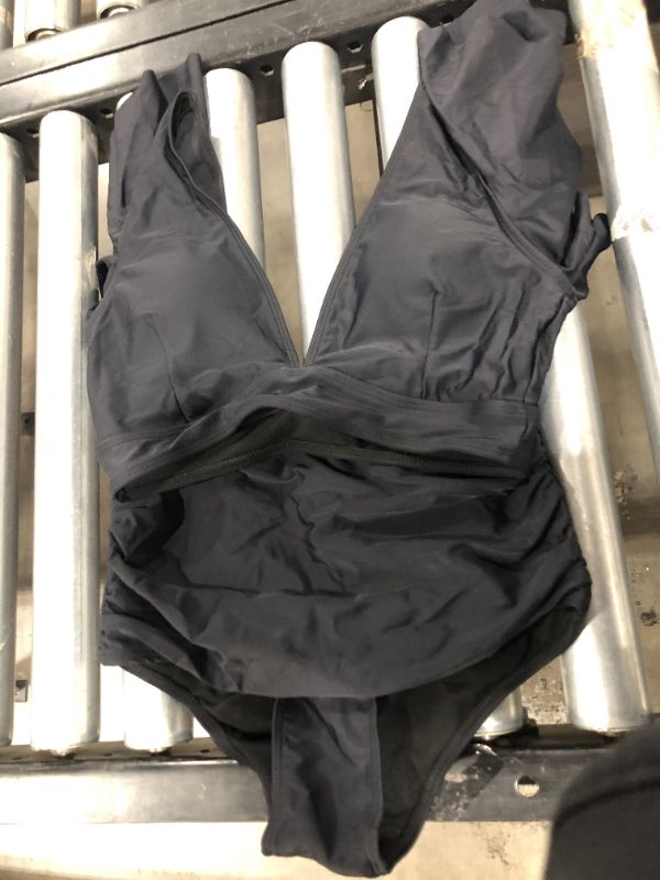 Photo 2 of SPORLIKE Women Ruffle High Waist Swimsuit Two Pieces Push Up Black Bikini (Black,Medium)
