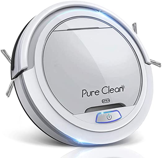 Photo 1 of Pure Clean Automatic Robot Vacuum Cleaner - Lithium Battery 90 Min Run Time & Self Path Navigation - Bot Self Detects Stairs Pet Hair Allergies Robotic Home Cleaning for Carpet Hardwood Tile Floor