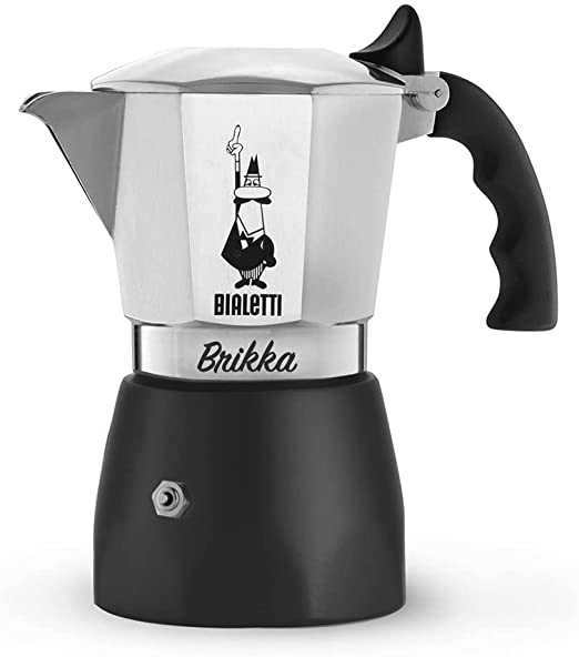 Photo 1 of Bialetti - New Brikka, Moka Pot, the Only Stovetop Coffee Maker Capable of Producing a Crema-Rich Espresso, 2 Cups (3.38 Oz), Aluminum and Black
