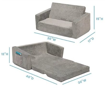 Photo 1 of Serta Perfect Sleeper Wide Convertible Sofa to Lounger in Grey
