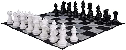 Photo 1 of MegaChess Large Premium Chess Set with 12 Inch Tall King Black and White with Quick Fold Nylon Mat
