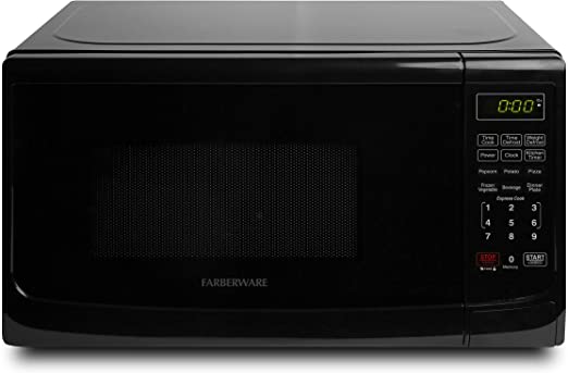 Photo 1 of Farberware Compact Countertop Microwave Oven, 0.7 Cu. Ft. 700-Watt with LED Lighting, Child Lock, Easy Clean Grey Interior, Retro Black
