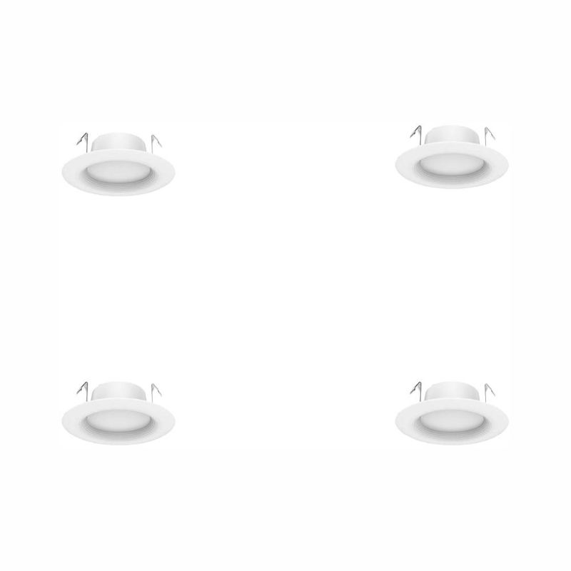 Photo 1 of [3 Pack] EcoSmart 4 in. White Integrated LED Recessed Trim, Soft White (4-Pack)
