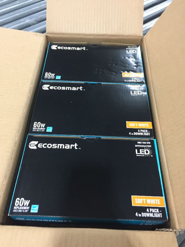 Photo 1 of [3Pack] EcoSmart 4 in. White Integrated LED Recessed Trim, Soft White (4-Pack)