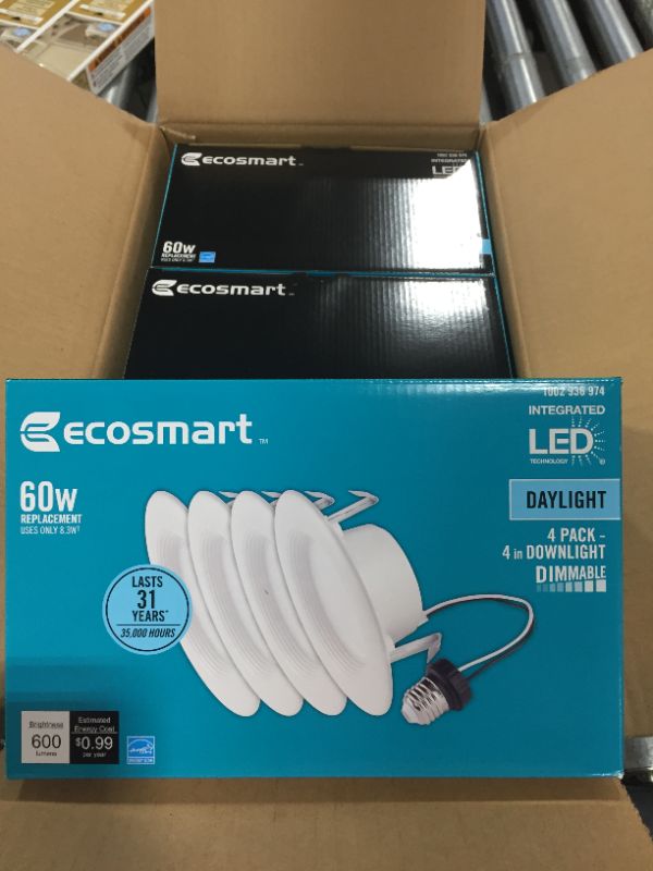 Photo 1 of [3Pack] EcoSmart 4 in. White Integrated LED Recessed Trim DL (4-Pack)
