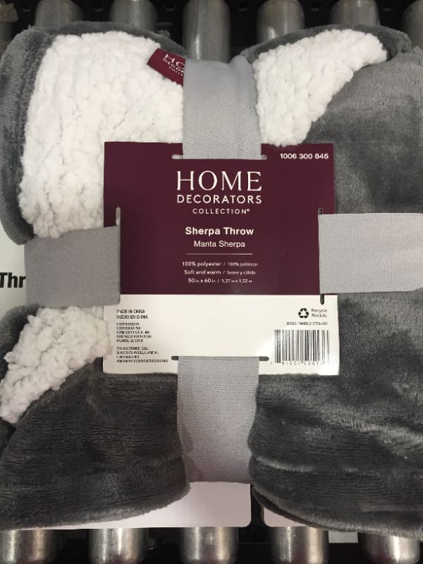 Photo 2 of [2pack] Home Decorators Collection Sherpa Throw- Charcoal [50"x60"]