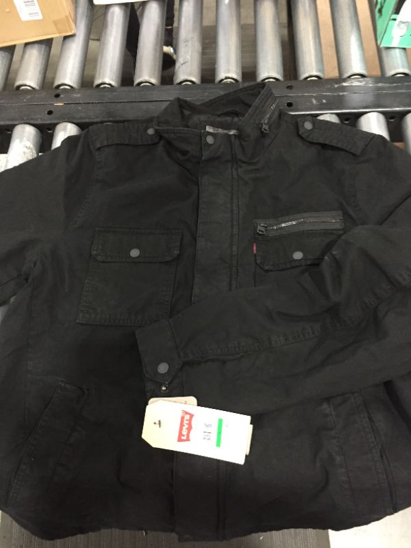 Photo 1 of Levi's Men's Washed Cotton Military Jacket, Large, Black
