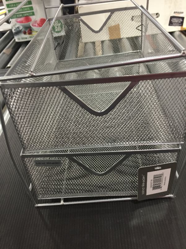 Photo 4 of Mind Reader 2-Tier Mesh Storage Baskets in Silver
