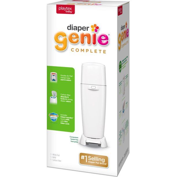 Photo 1 of Playtex Diaper Genie Complete White Diaper Pail with 1 Refill
