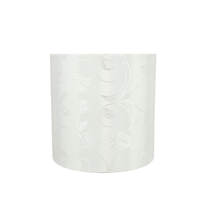 Photo 1 of Aspen Creative Corporation 8 in. X 8 in. White with Floral Vine Design Drum/Cylinder Lamp Shade
