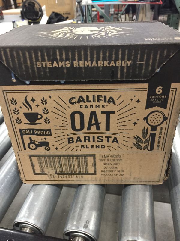 Photo 2 of Califia Farms - Oat Milk, Unsweetened Barista Blend, 32 Fl Oz (Pack of 6) | Shelf Stable | Non Dairy Milk | Creamer | Vegan | Plant Based | Gluten-Free | Non-GMO [EXP 11-2021]
