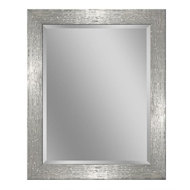 Photo 1 of Deco Mirror 27.5 x 33.5 in. H Framed Rectangular Bathroom Vanity Mirror in White and chrome