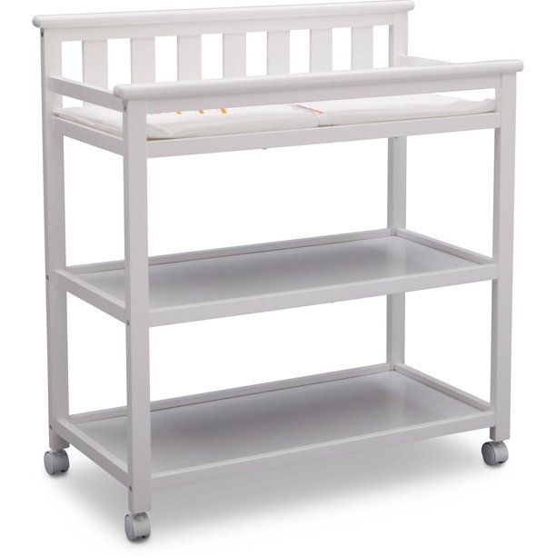 Photo 1 of Delta Children Flat Top Changing Table with Casters, White
