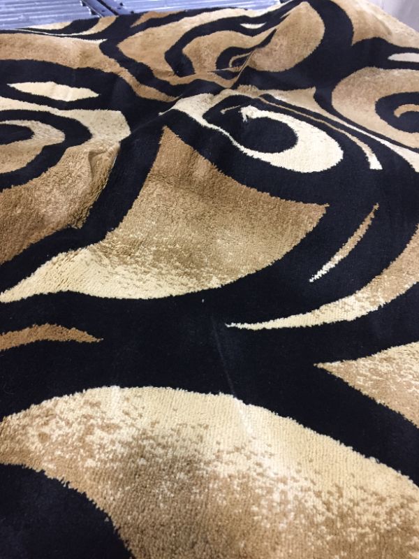 Photo 3 of Beuatiful Area Rug!!!  Modern Round Contemporary Area Rug Black Beige Bellagio Swirl Design 341 (4 Feet X 4 Feet )
