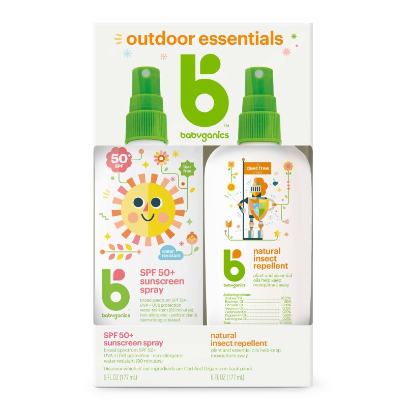 Photo 1 of Babyganics 2-Pack Mineral-Based Sunscreen Spray + Natural Insect Repellent
