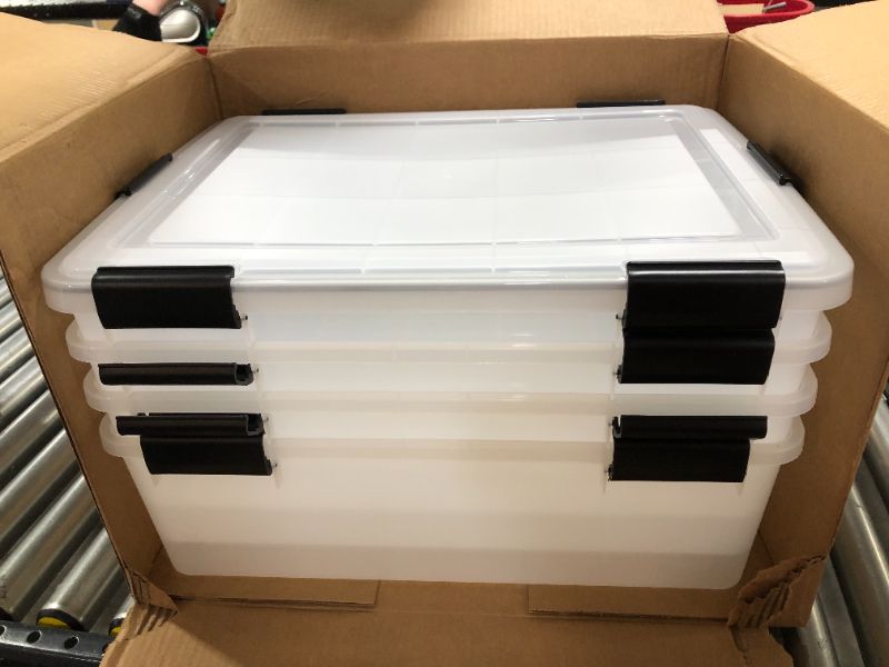 Photo 1 of 2021 Edition IRIS USA, UCB-L WEATHERTIGHT Storage Box, 4 Pack, 41 Quart, Clear

