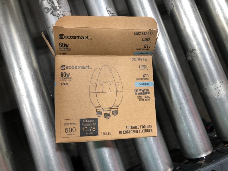 Photo 3 of EcoSmart 60-Watt Equivalent B11 Dimmable LED Light Bulb Daylight (3-Pack)
