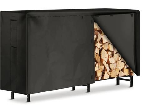 Photo 1 of Amagabeli 8ft Firewood Rack with Waterproof Cover Combo Set Outdoor Log Holder for Fireplace
