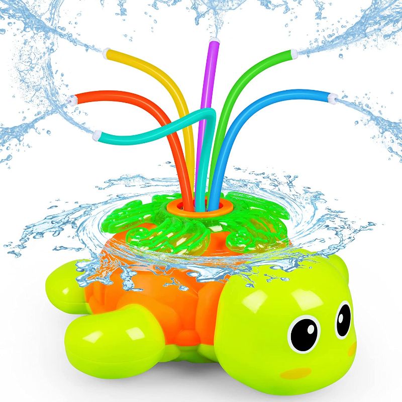 Photo 1 of Outdoor Sprinkler for Kids - Backyard Rotating Turtle Sprinkler with Swing Tube - Splashing Toy for Summer - Outside Garden Lawn Water Toys Gifts for 3 4 5 6 Boys and Girls