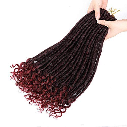 Photo 1 of Soft Locs Crochet Braids Hair Straight Crochet With Curly Ends Soft Dreadlocks Braids Hair Prelooped Straight Twist Briading Hair 6pack Ombre Burgundy 18"