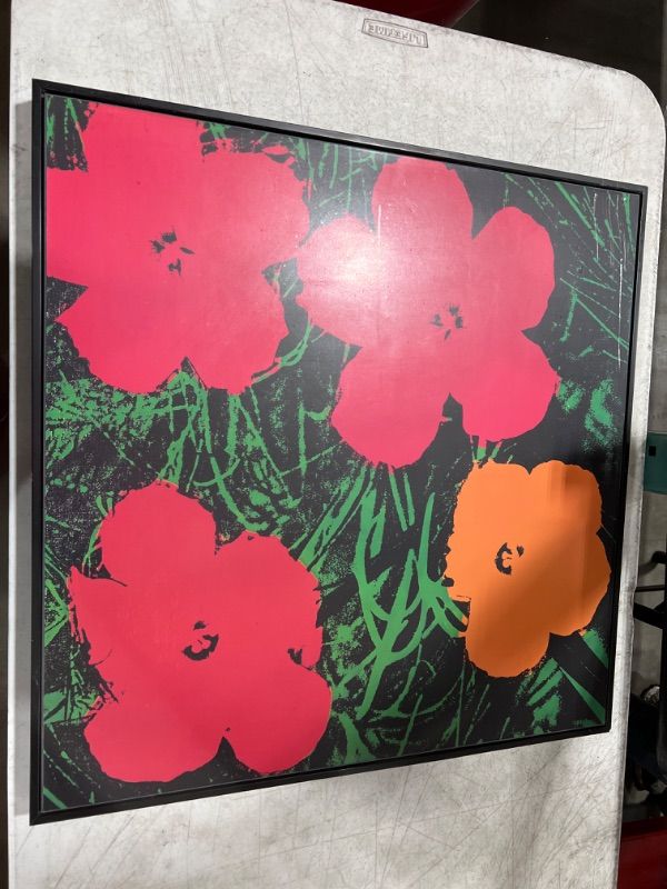 Photo 2 of Andy Warhol Design 4 Flowers Approx 39H X 39W Inches Framed in Black