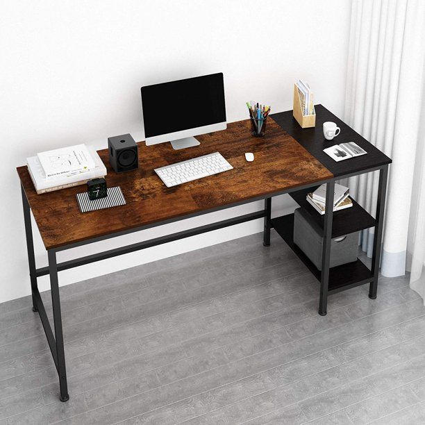 Photo 1 of JOISCOPE Computer Desk with Built-in Shelves,60" Vintage Oak
