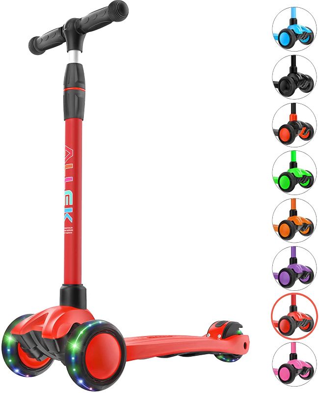 Photo 1 of Allek Kick Scooter B03, Lean 'N Glide 3-Wheeled Push Scooter with Extra Wide PU Light-Up Wheels, Any Height Adjustable Handlebar and Strong Thick Deck