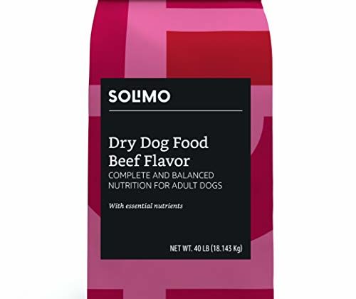 Photo 1 of AMAZON BRAND – SOLIMO BASIC DRY DOG FOOD, BEEF FLAVOR, 40 LB BAG--- 2 pack--- best by 10-2021
