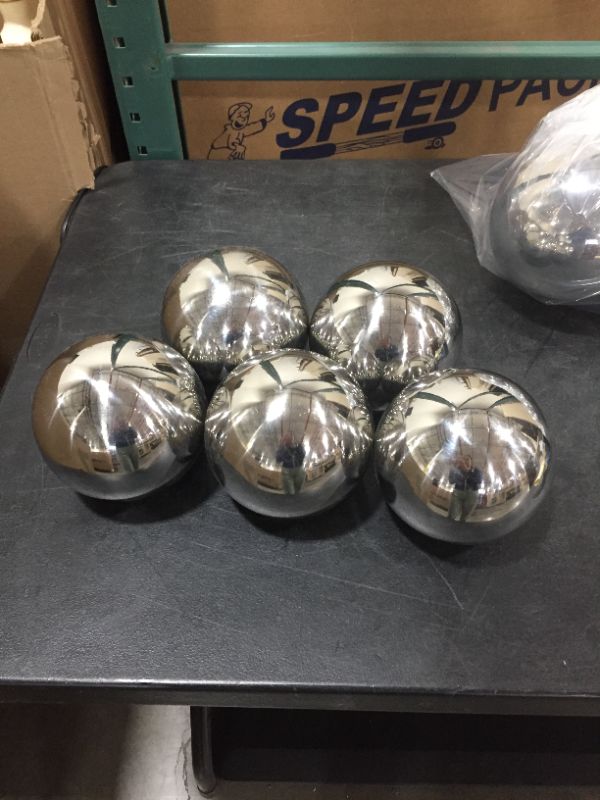 Photo 1 of 5 PIECES DECORATIVE  SPECKLED SILVER SPHERES TABLE DECORATIONS 5"