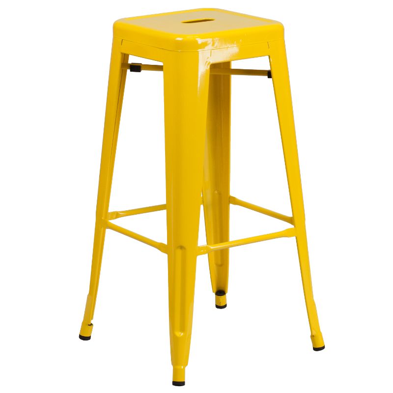 Photo 1 of 4 Yellow Metal Stackable Bar Stool