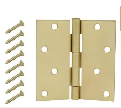 Photo 1 of 4 in. Satin Brass Square Corner Door Hinge
3 packs