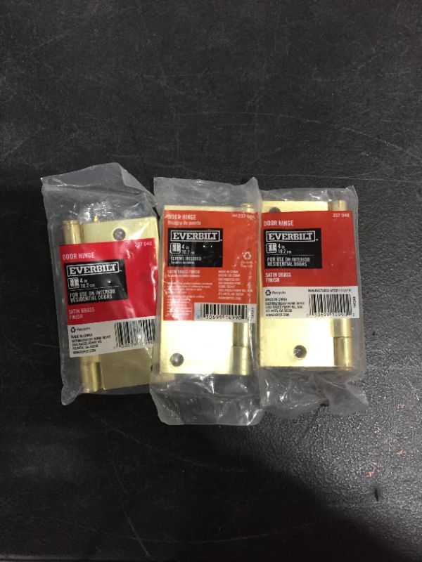 Photo 1 of 4 in. Satin Brass Square Corner Door Hinge
3 pack