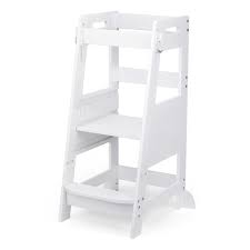 Photo 1 of TOETOL Bamboo Kids' Step Stool 2 Steps Adjustable Height Bamboo Kitchen Toddler White
